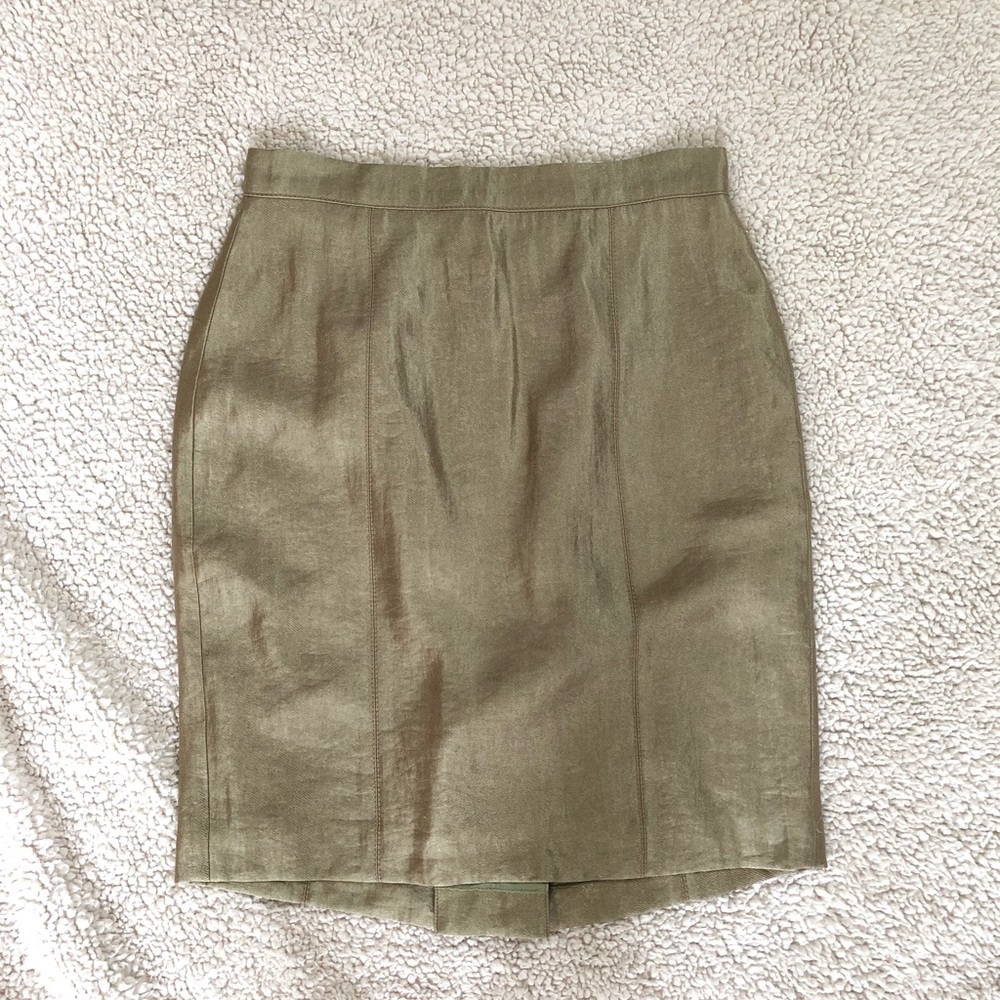 Ann Taylor skirt olive green satin sheen